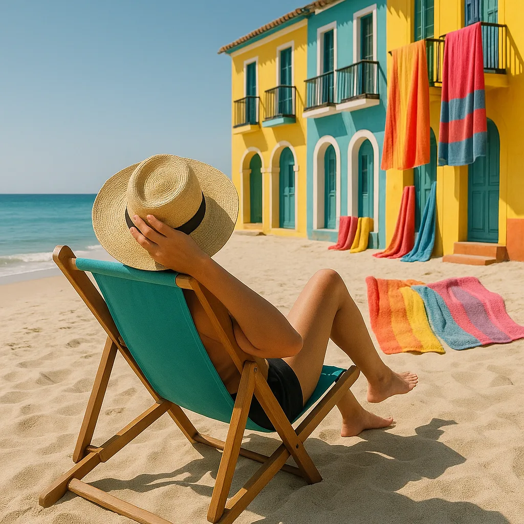 Person Relaxing on a Beach Chair in the Sand