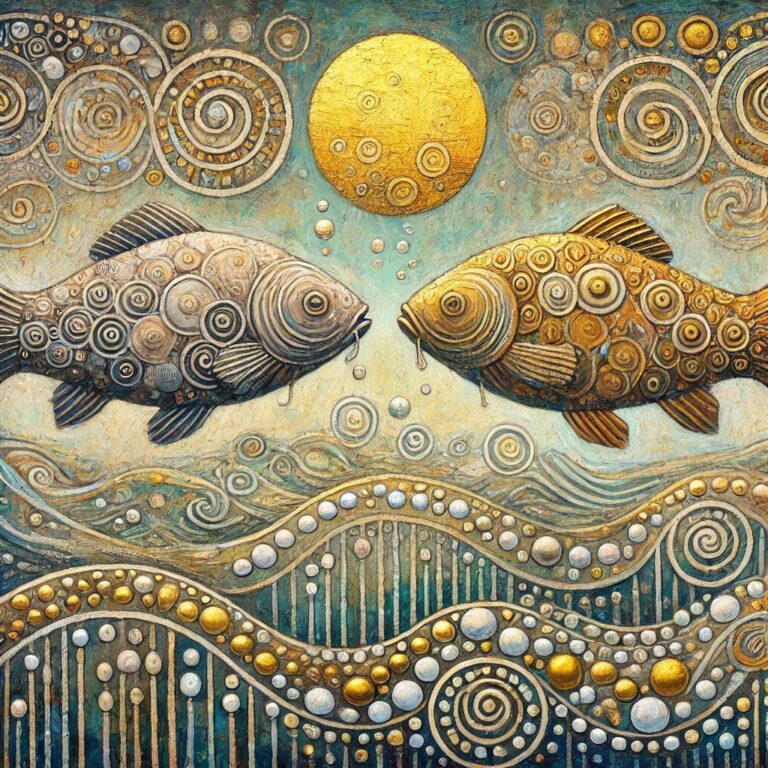 Abstract Fish Painting with Klimt Style