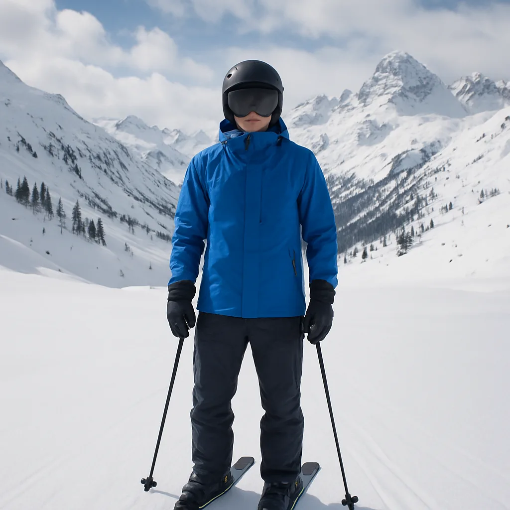 Skier Dressed in a Striking Blue Jacket