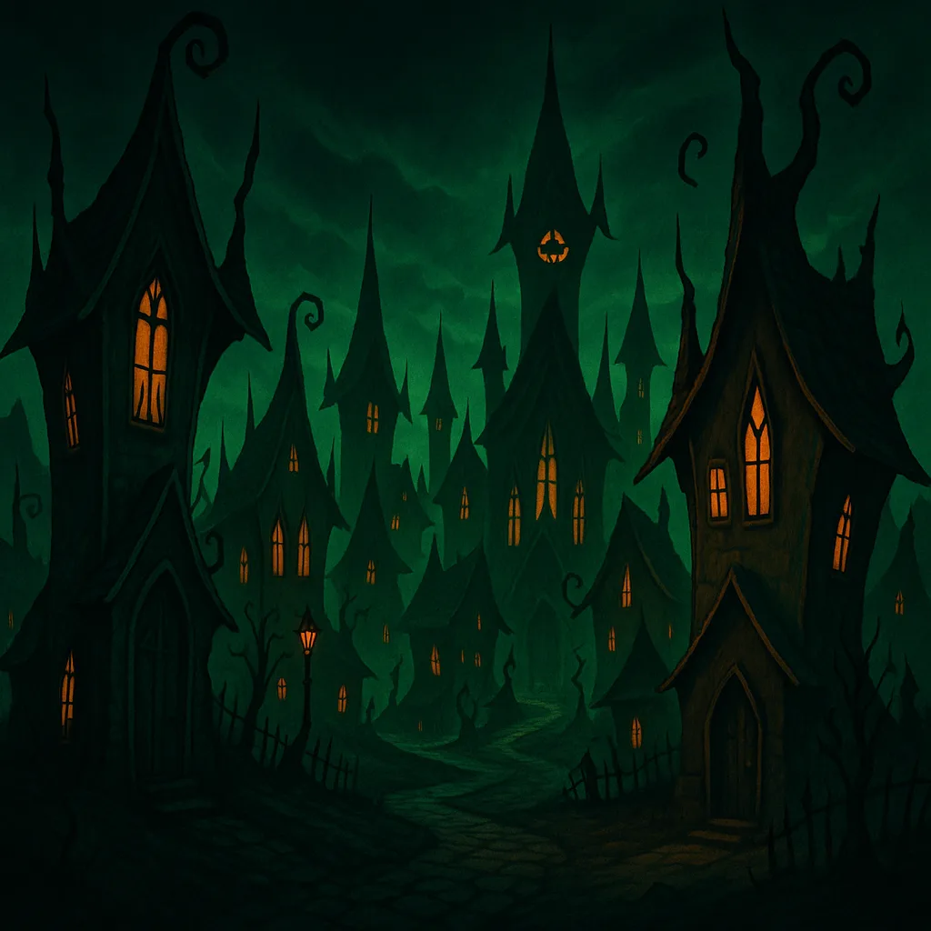Halloween Town from "Nightmare Before Christmas," Designed in Gothic Architecture