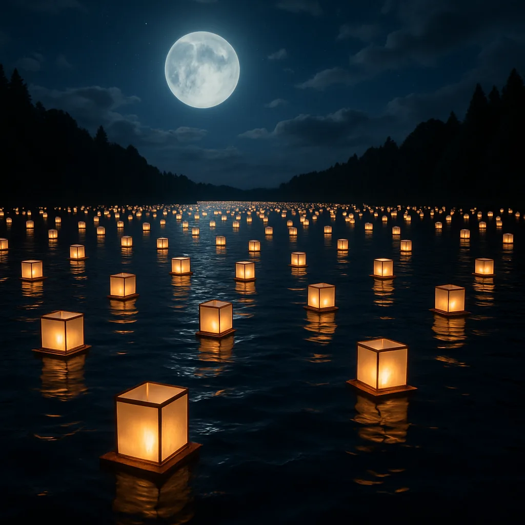 Vast Flotilla of Glowing Paper Lanterns Drifts Serenely