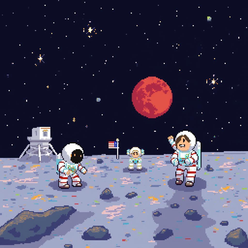 Moon Landing Retold in Eighties Pixel Art