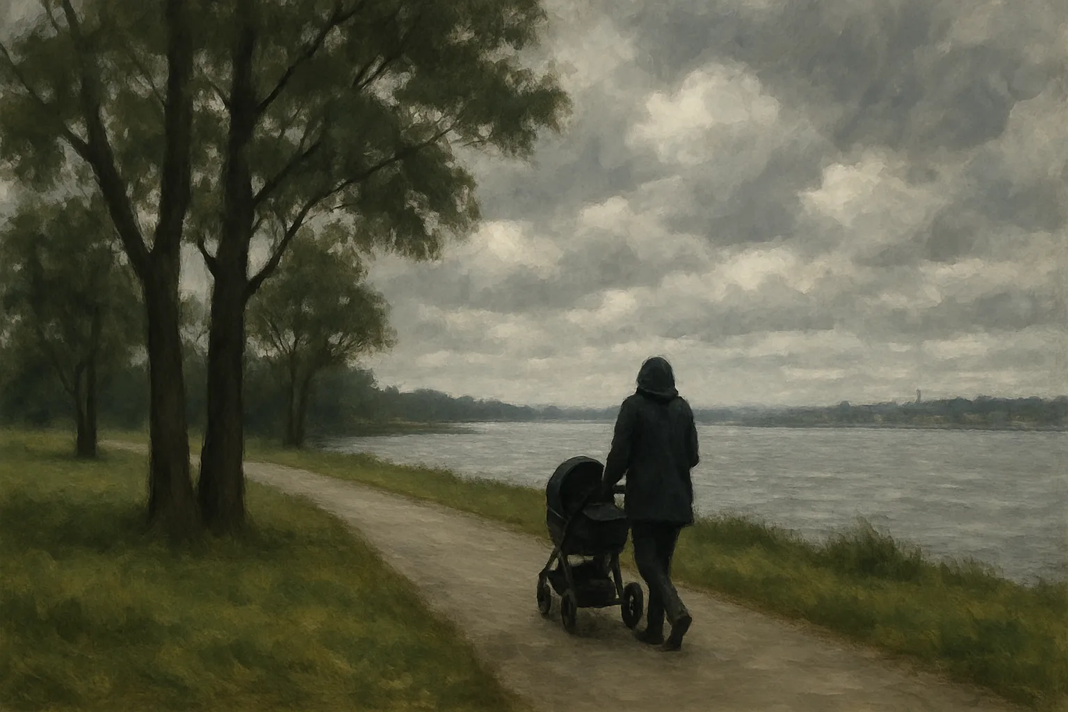 Cloudy Waterfront Scene