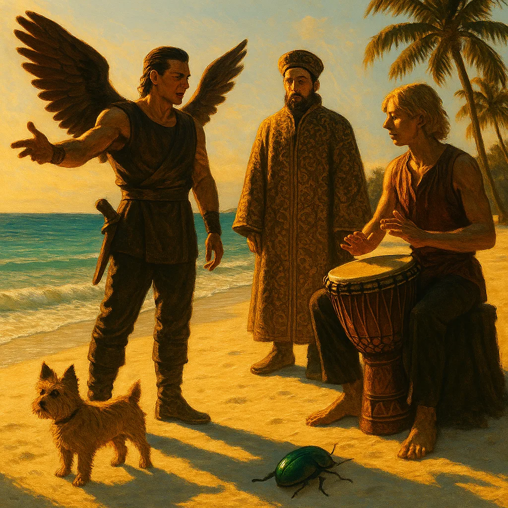Commanding Warrior-like Figure with Slicked-back Hair