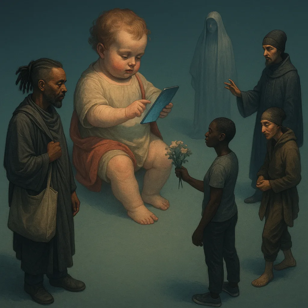Six Figures Engage in a Nuanced Interplay of Gesture