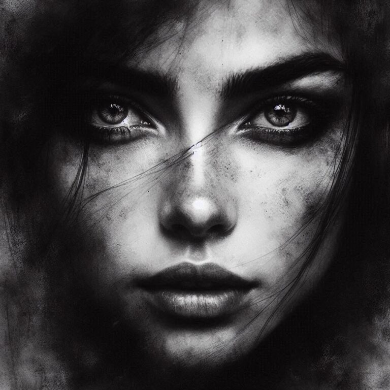 Haunting Black-and-White Portrait of Woman