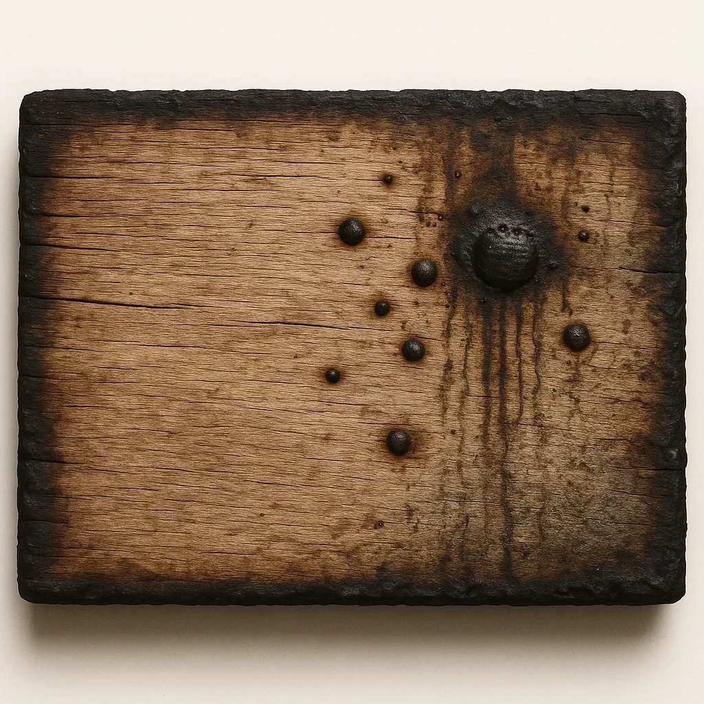 Timber Board Shows Burnt Edges