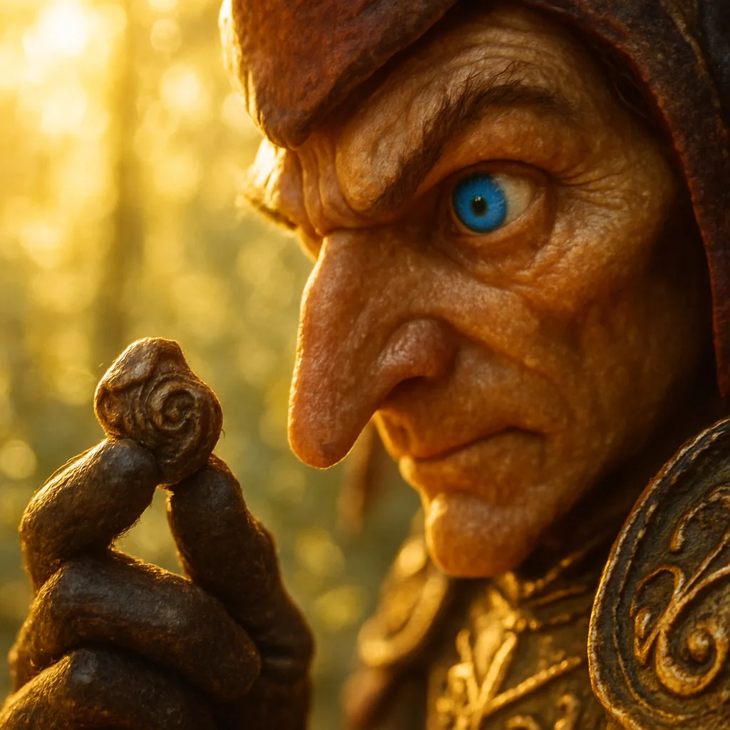 Regal Trickster Character's Bright Blue Eye Is Captured in Sharp