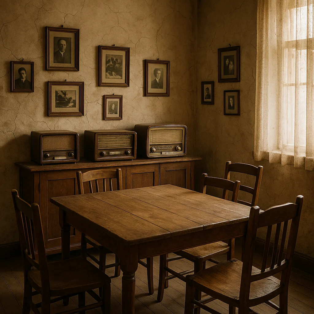 Vintage Dining Room with a Wooden Table