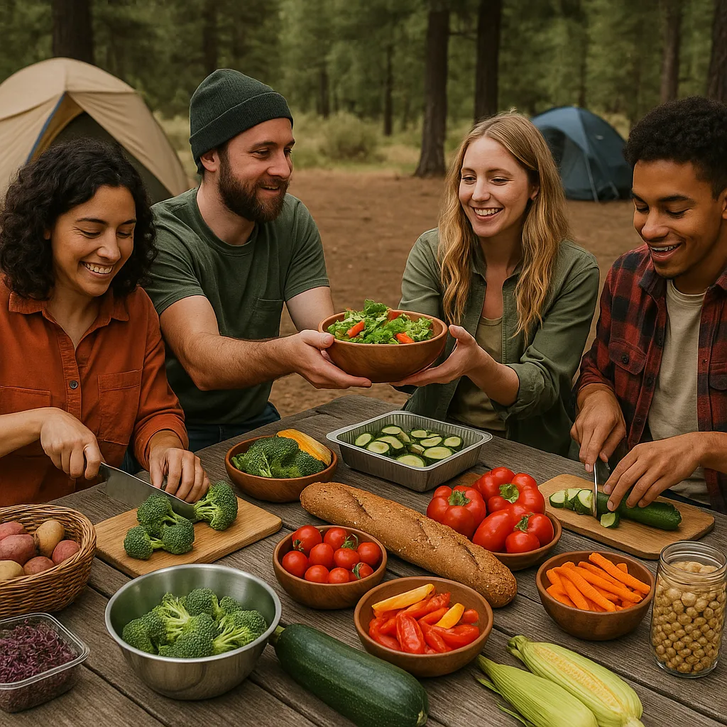 Group of People Preparing and Sharing Various Fresh Vegetables