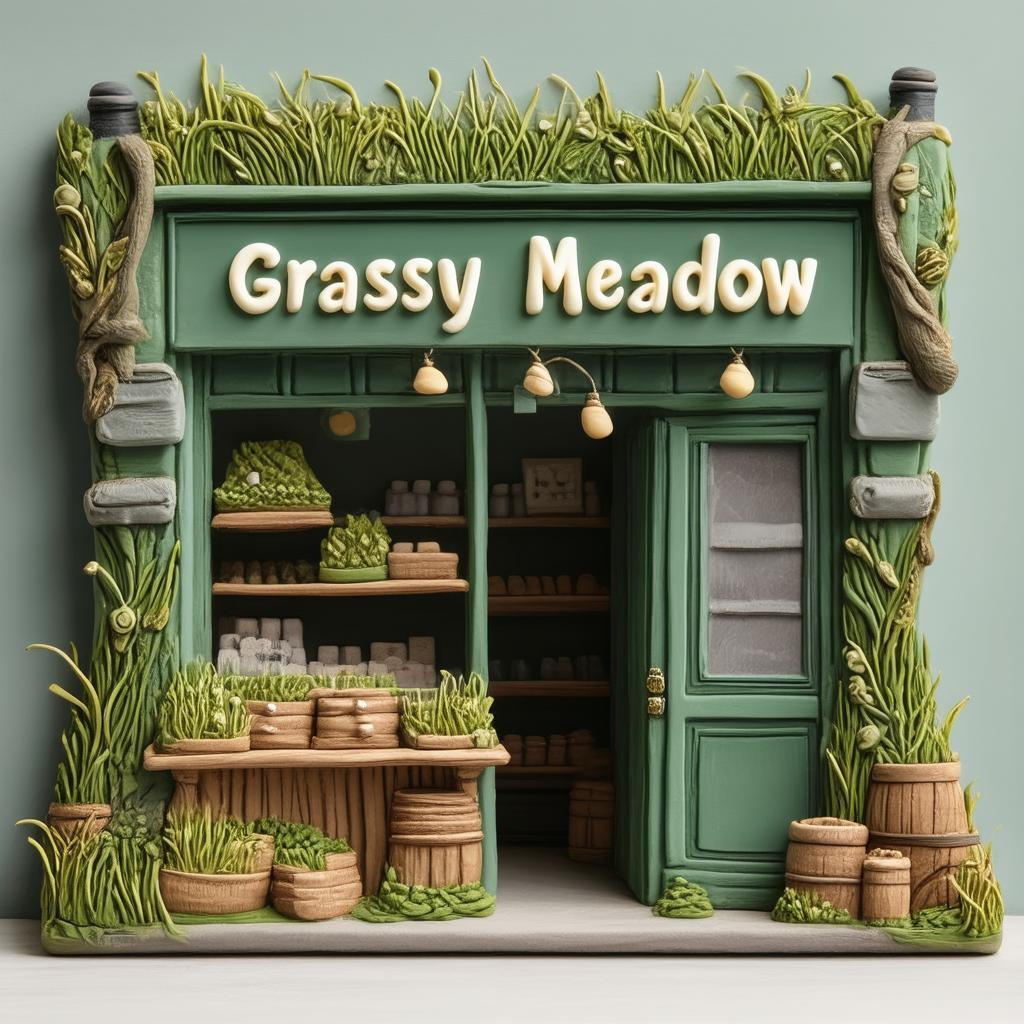 Grassy Meadow Storefront Sculpted in Earthy Clay