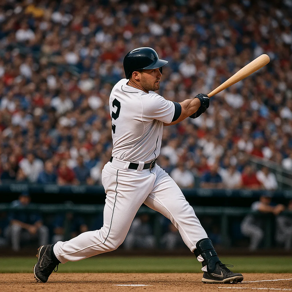 Baseball Player in Mid-swing During a Game