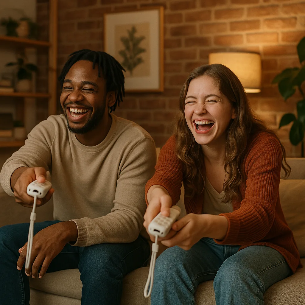 Two Friends Are Enjoying Laughter