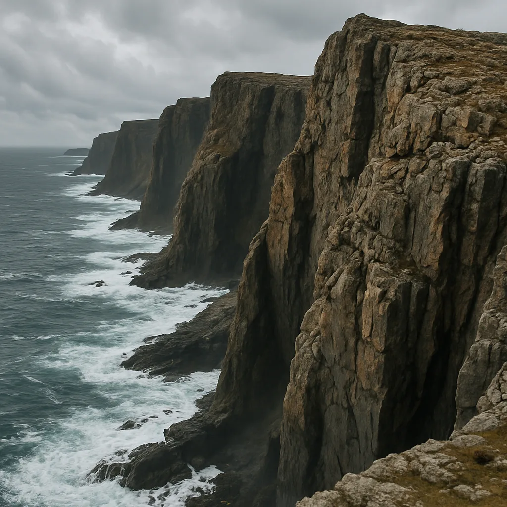 Jagged Cliffs Loomed over the Tempestuous Shore