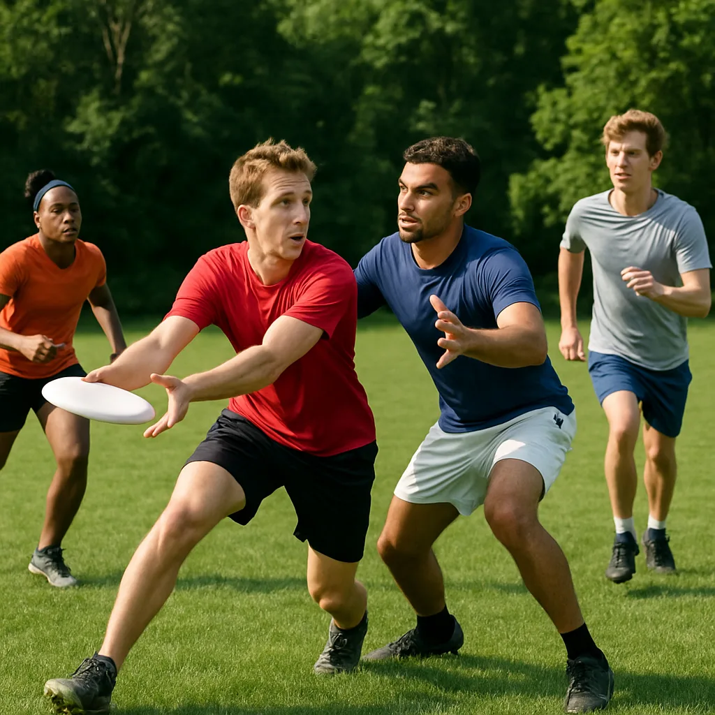 Several People Are Playing Ultimate Frisbee on a Grassy Field