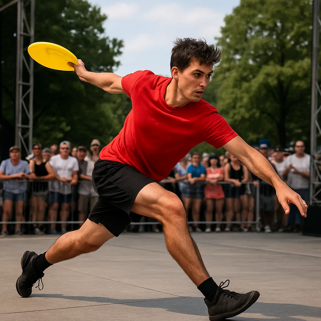 Person in a Red Shirt Performs an Athletic Move