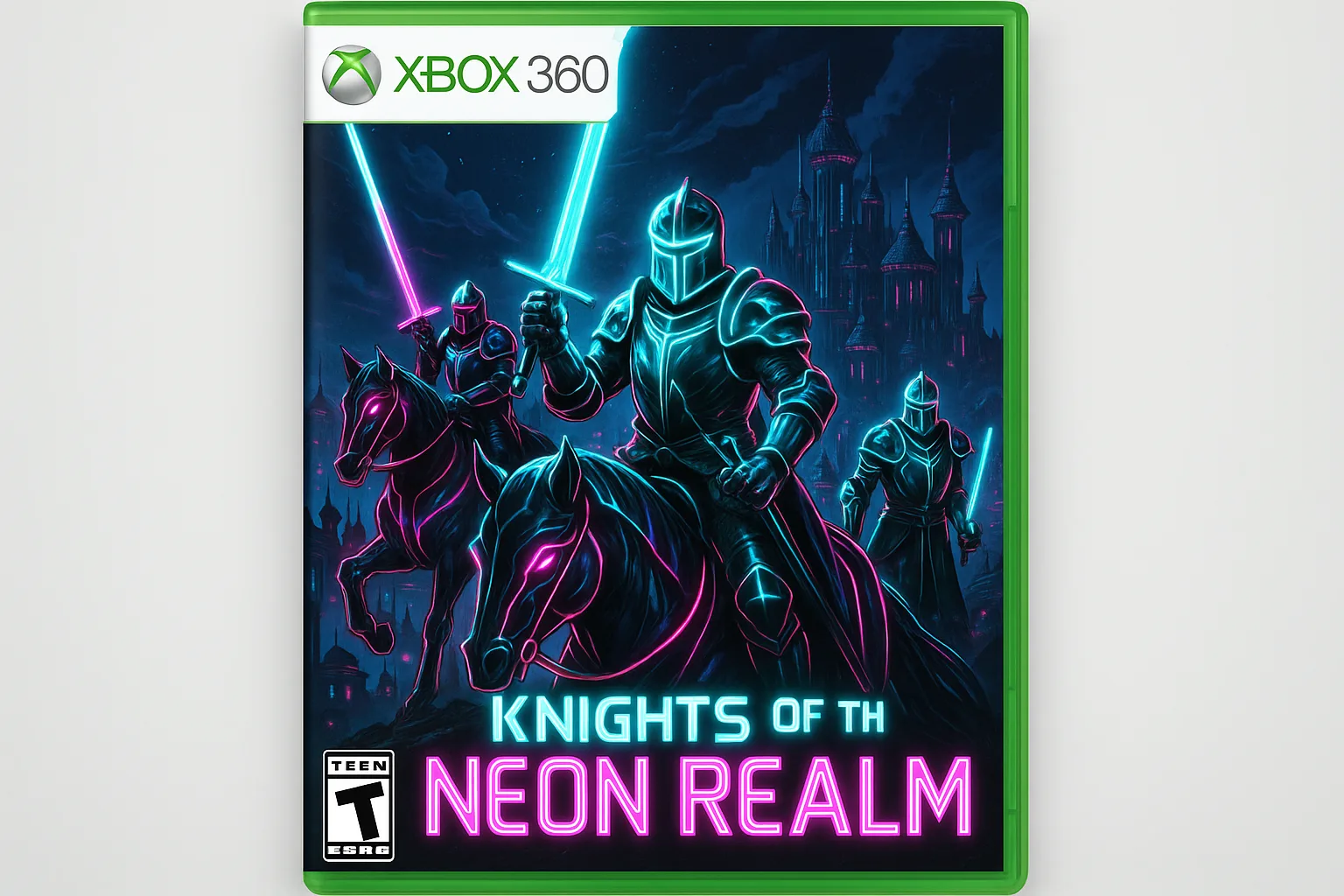 Xbox 360 Game Case for "Knights of the Neon Realm,"