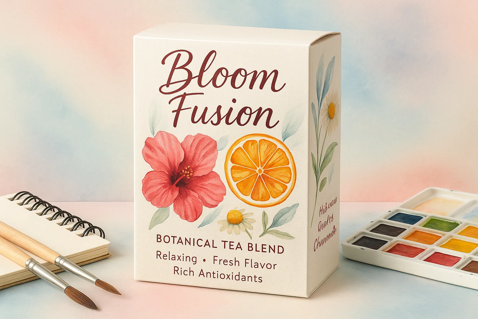 Captivating Packaging for "Bloom Fusion," Our Botanical Tea Blend