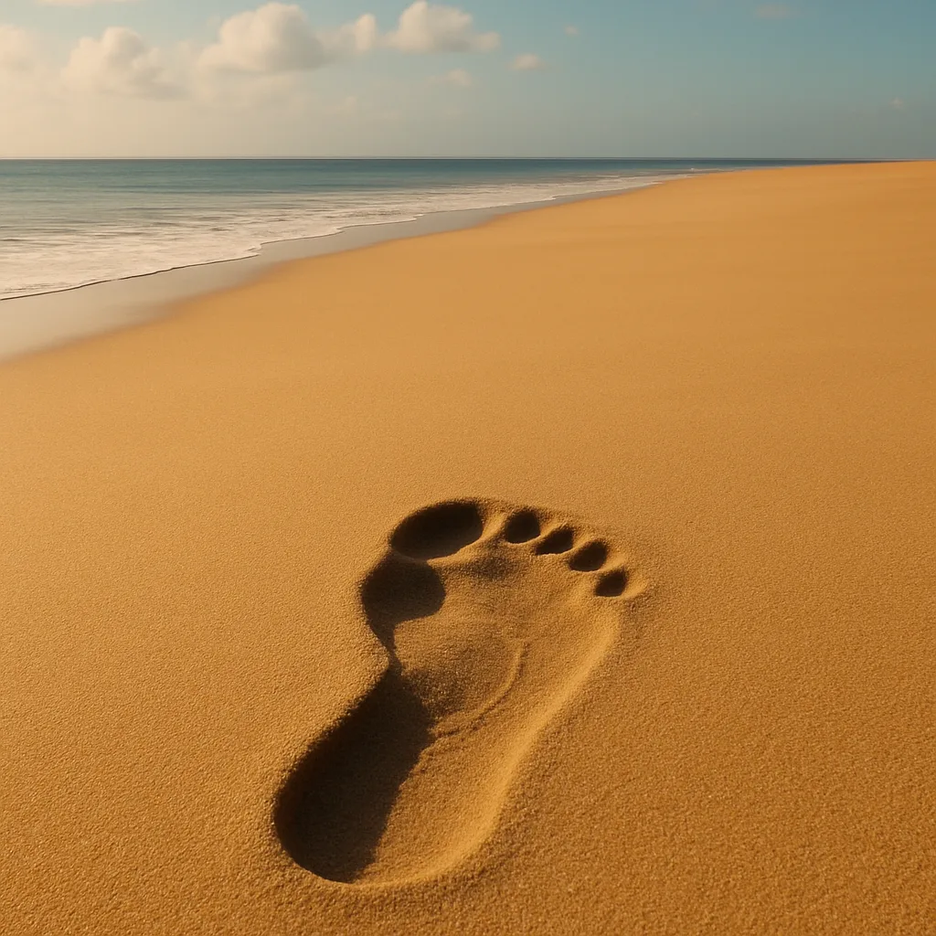 Single Massive Footprint Pressed into the Golden Sands