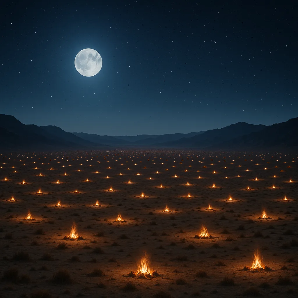 Countless Distant Campfires Twinkle Like Fallen Stars