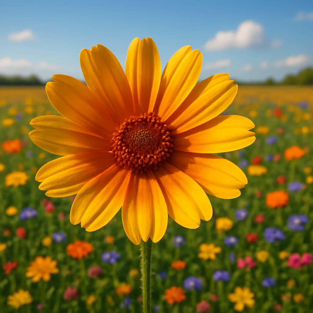 Vibrant Flower Takes Center Stage in the Foreground
