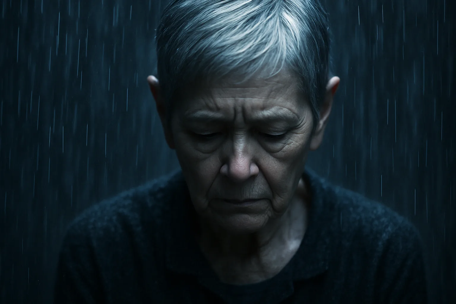 Elderly Person with a Short Pixie Cut Looks