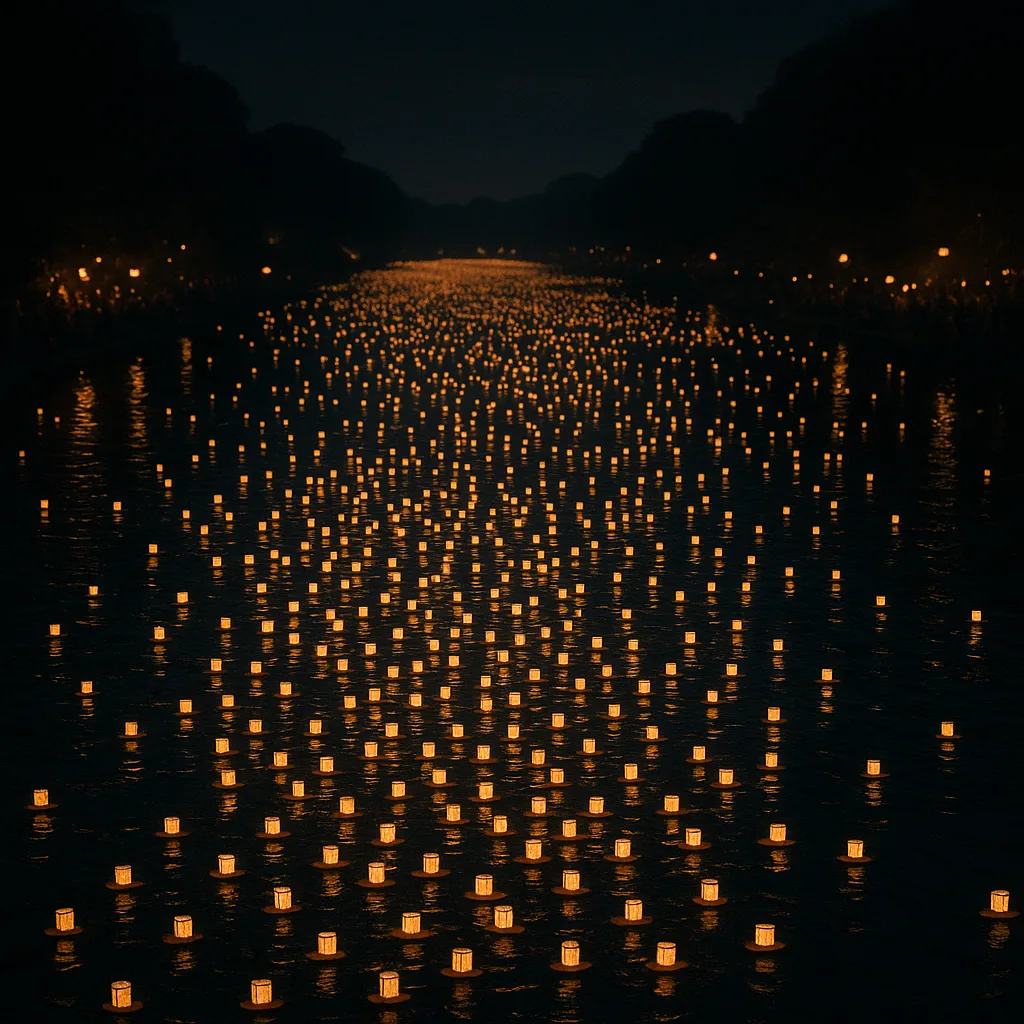 Immense Flotilla of Innumerable Tiny Paper Lanterns Drifts Slowly