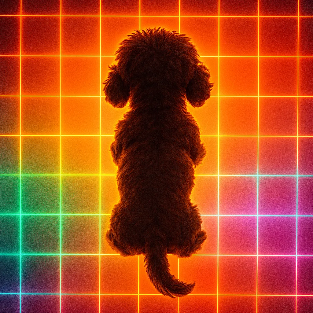 Dandie Dinmont in Top-down Flat Lay