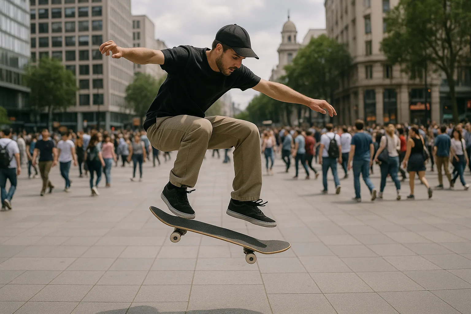 Man Is Showcasing Tricks on His Skateboard