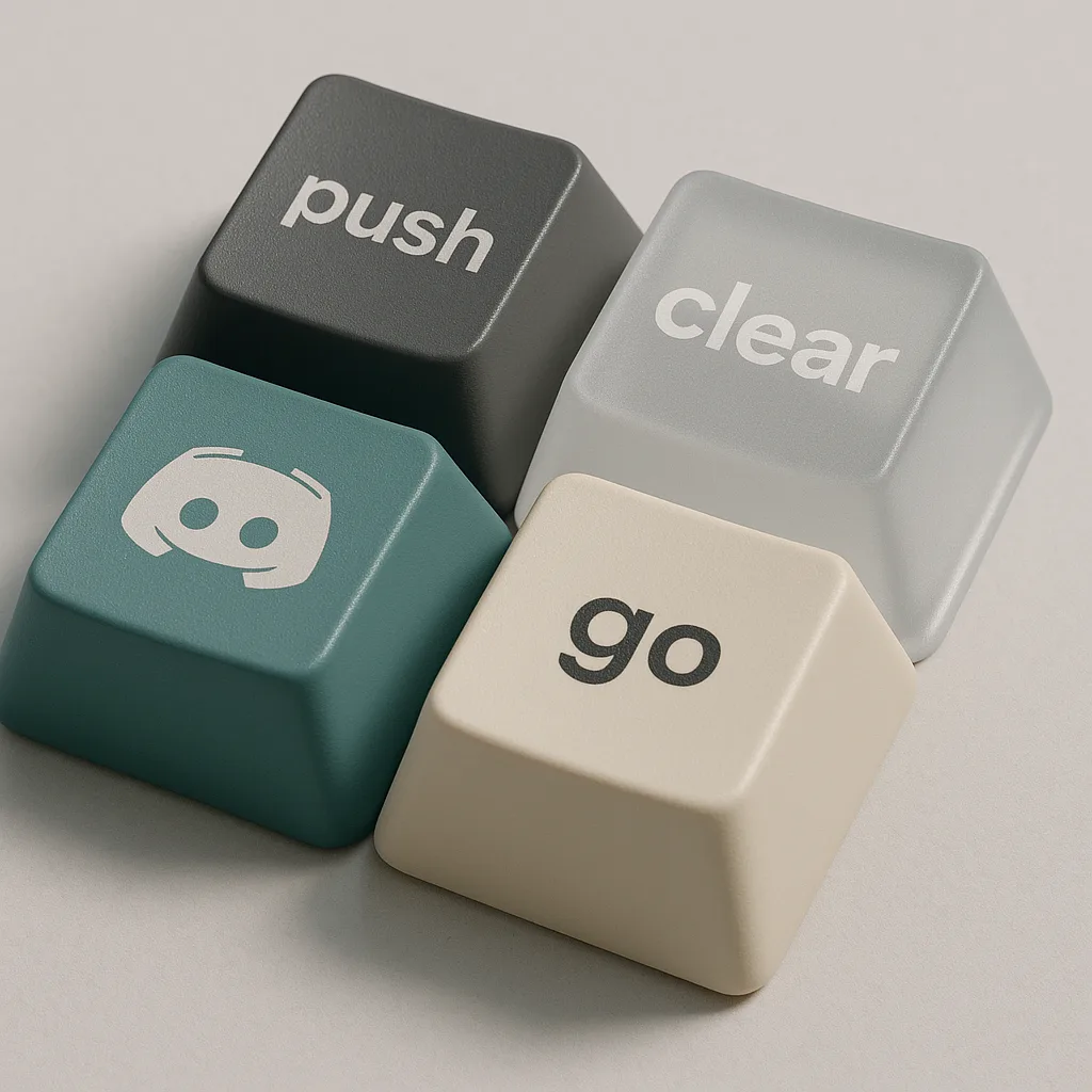 Ultra-realistic 3D Visualization of Four Mechanical Keyboard Keycaps Arranged Tightly