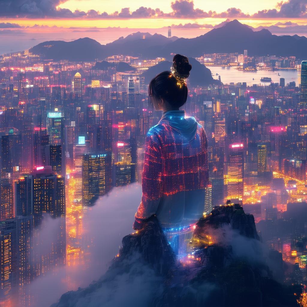 Hong Kong Personified in Neon Cyberpunk Sculpture