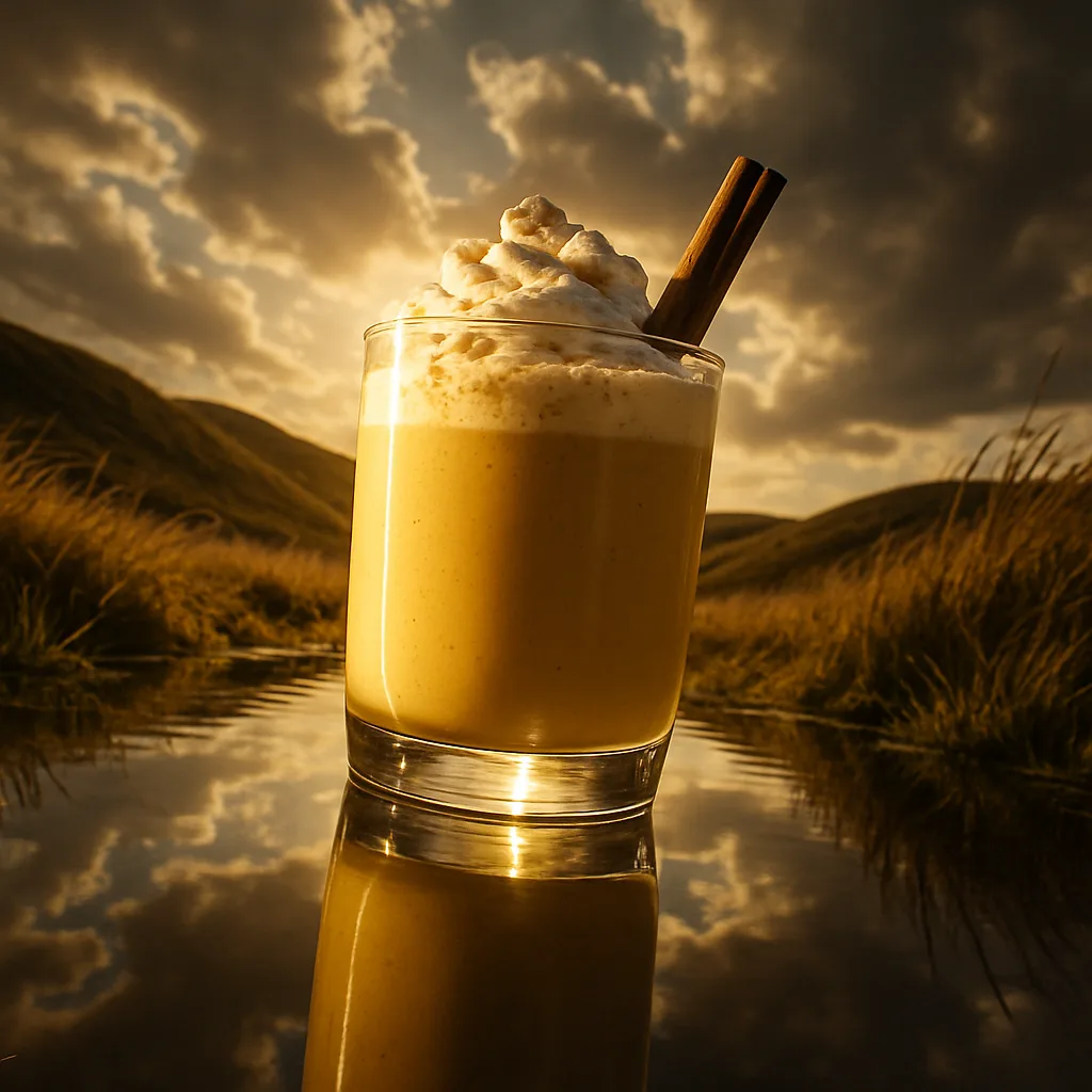 Single Glass of Golden-hued Eggnog