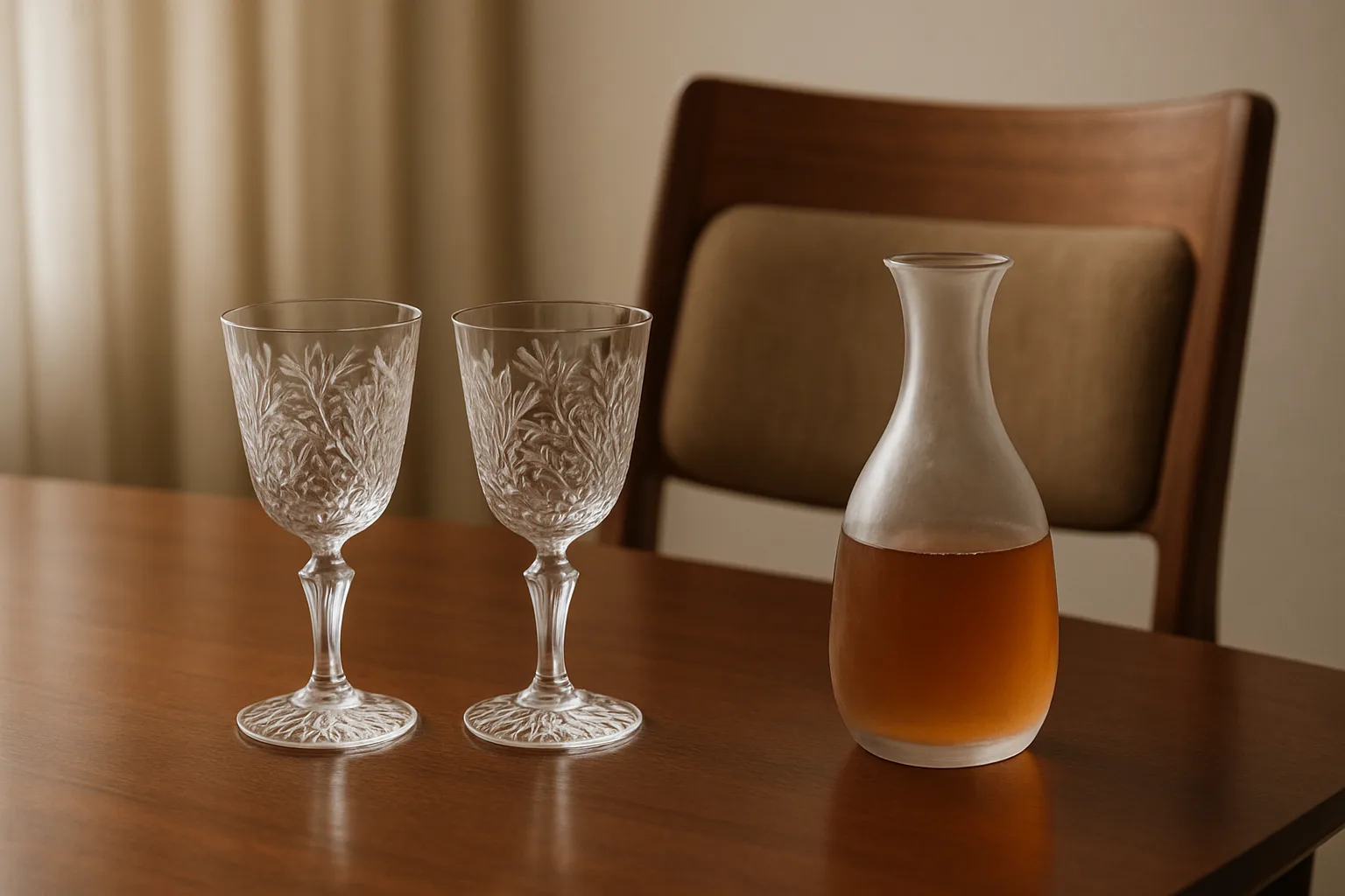 Refined Dining Arrangement Features a Frosted Glass Carafe