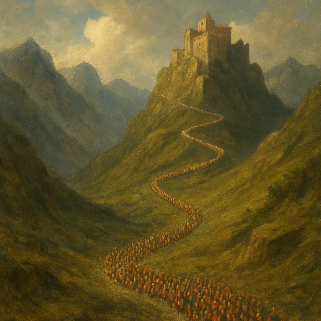 Large Procession of Robed Figures