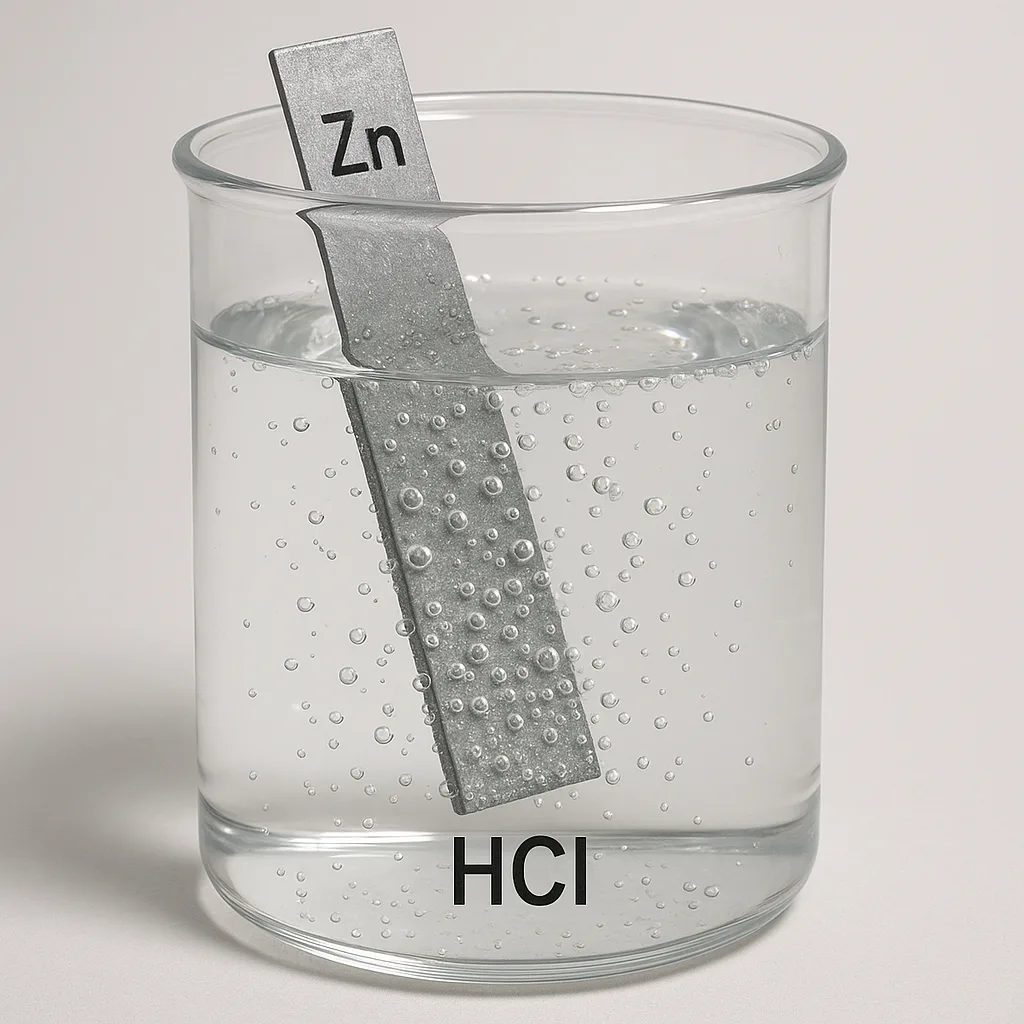 Strip of Zinc Submerged in a Transparent