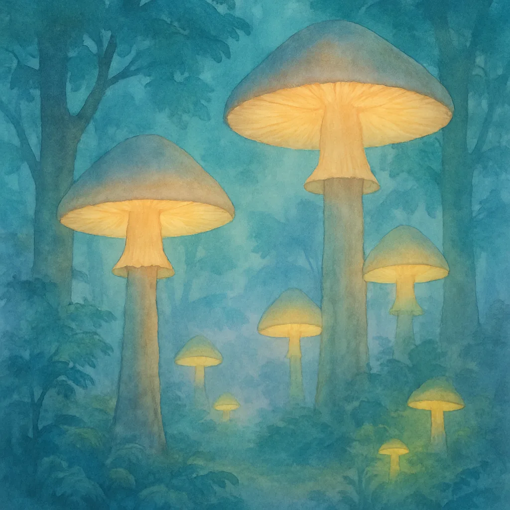 Tranquil Watercolor Depiction of an Enchanted Woodland Featuring Colossal