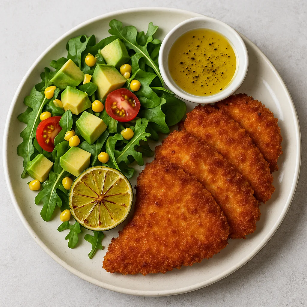 Plate with Crispy Breaded Chicken