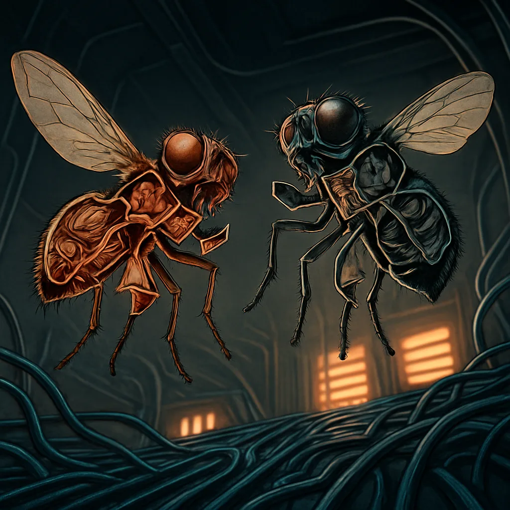 Two Diverse Flies in Exploded Cross-section