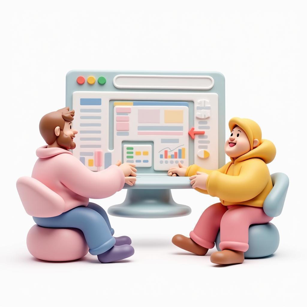 Cheerful Claymation Developers Building a Giant Dashboard