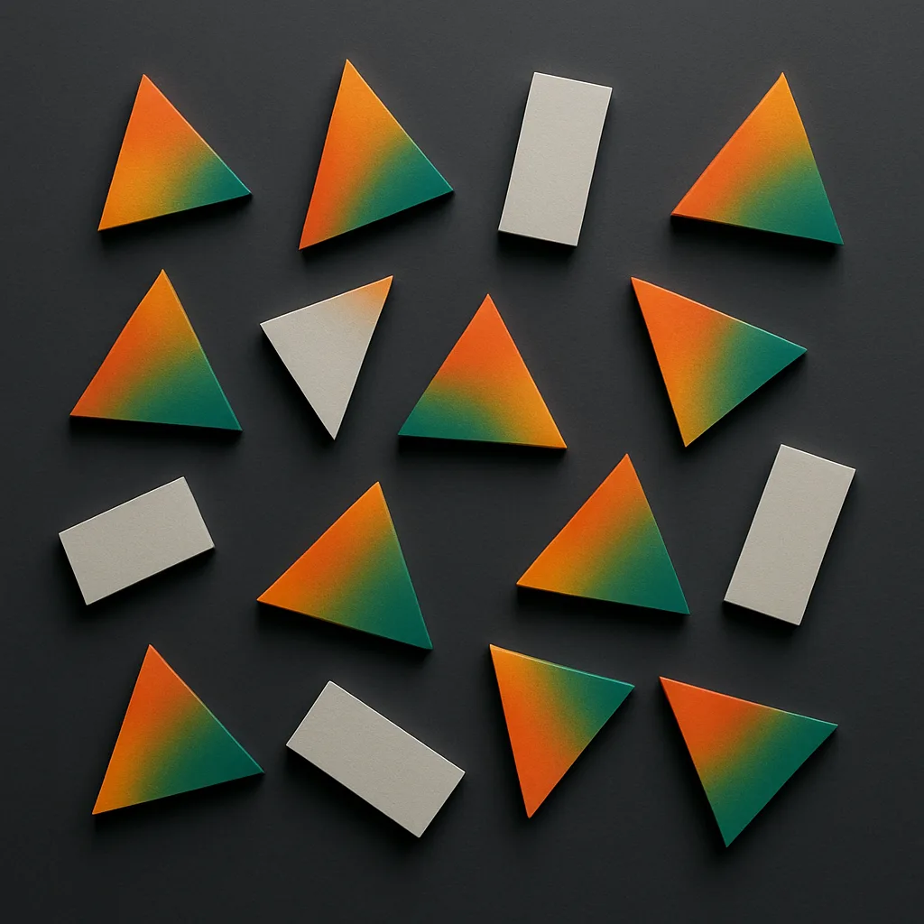 Variety of Geometric Forms Scattered Irregularly Across a Smooth