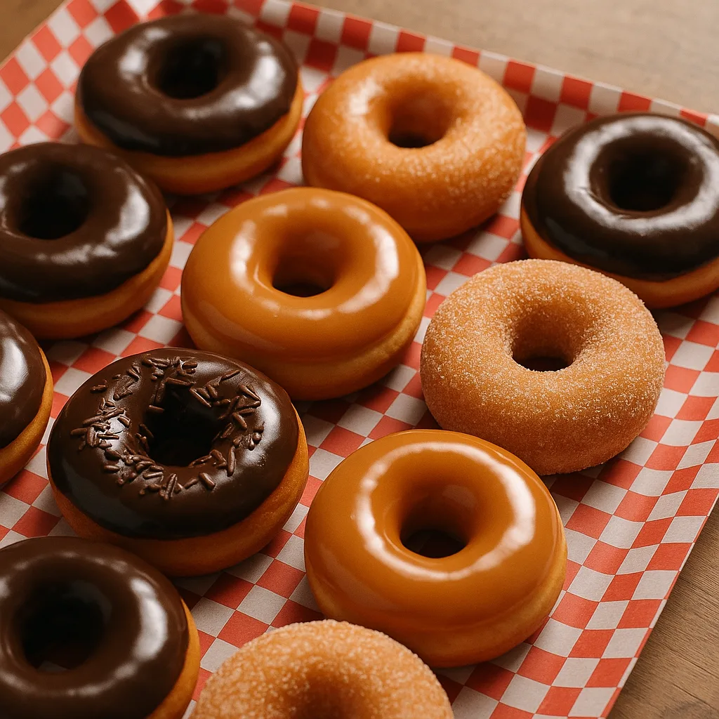 Display of Assorted Donuts with Chocolate