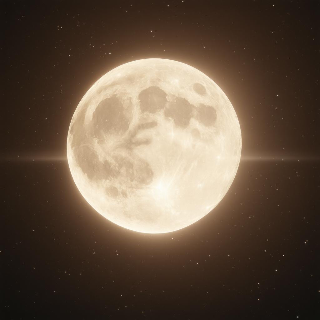 Volumetric Moon Glowing in Star Filled Space