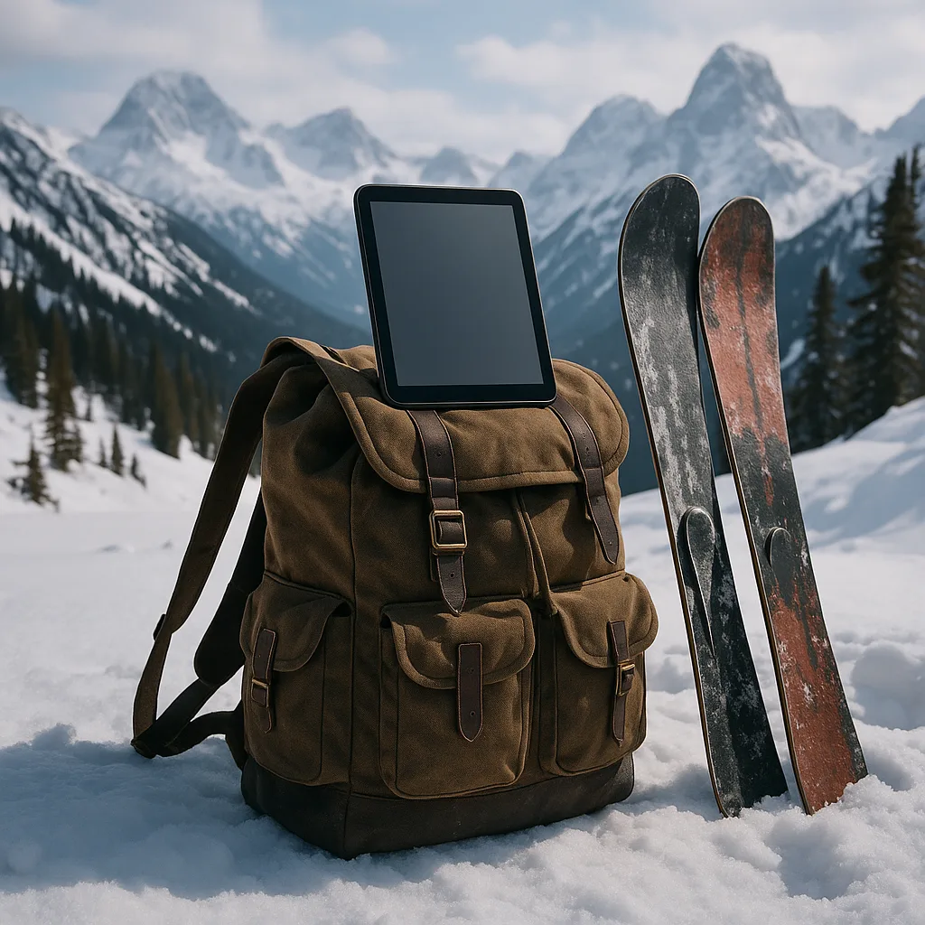 Imagine a Rugged Backpack with a Tablet Placed on It