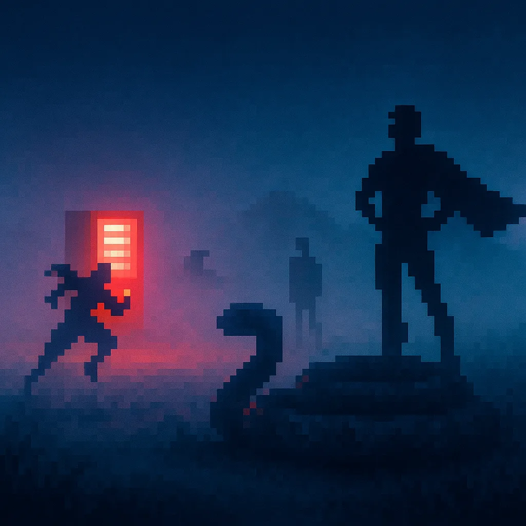 8-bit or 16-bit Style Scene Unfolds in Dense Ground-level Fog