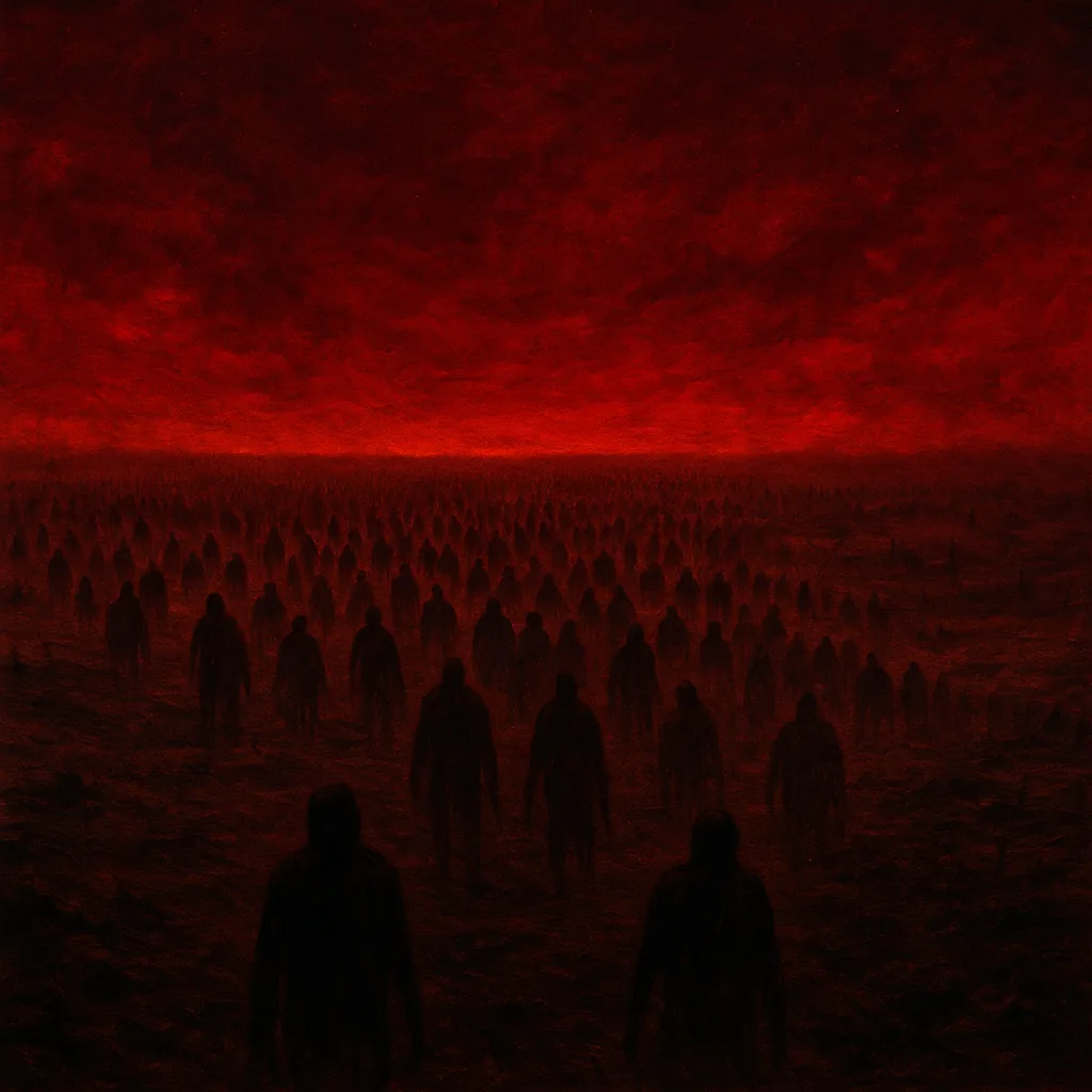 Vast Multitude of Shadowy Figures Marches Slowly Across an Expansive