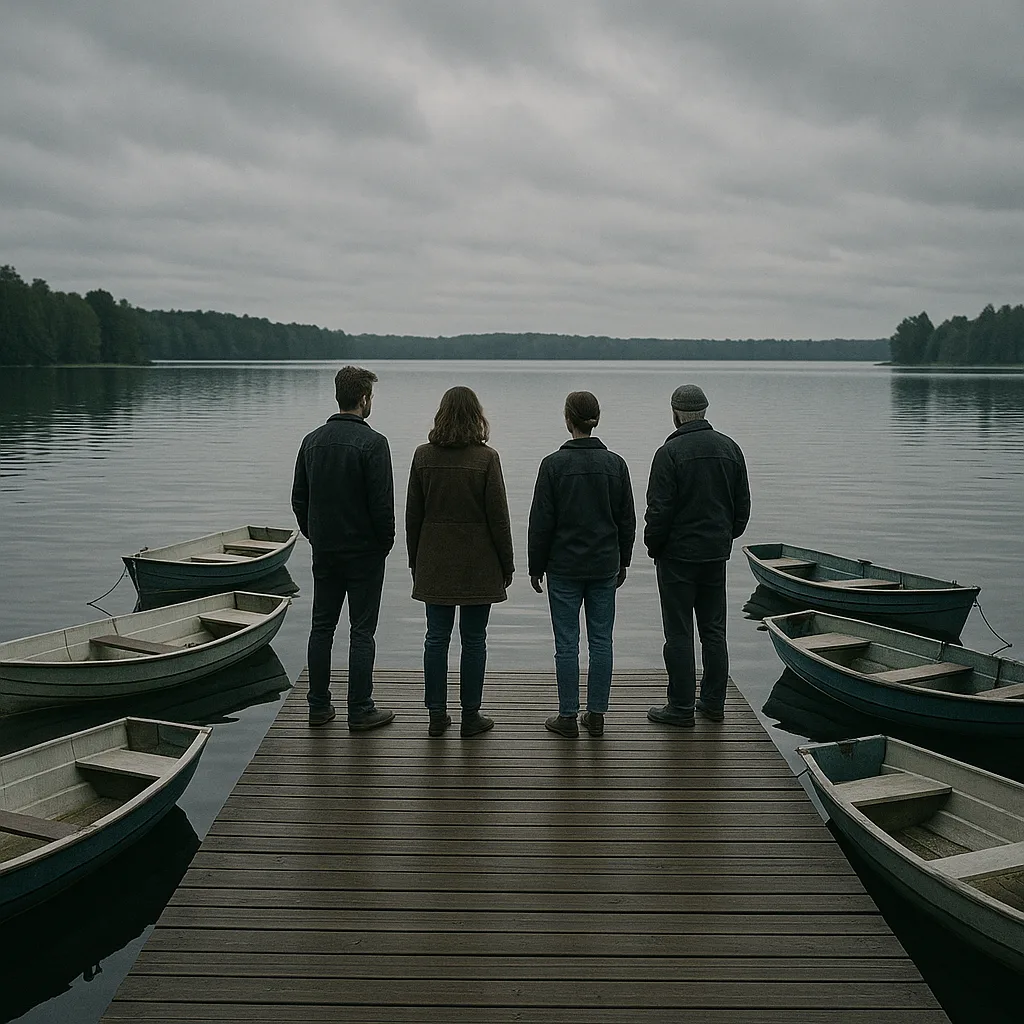 People Standing on a Wooden Dock
