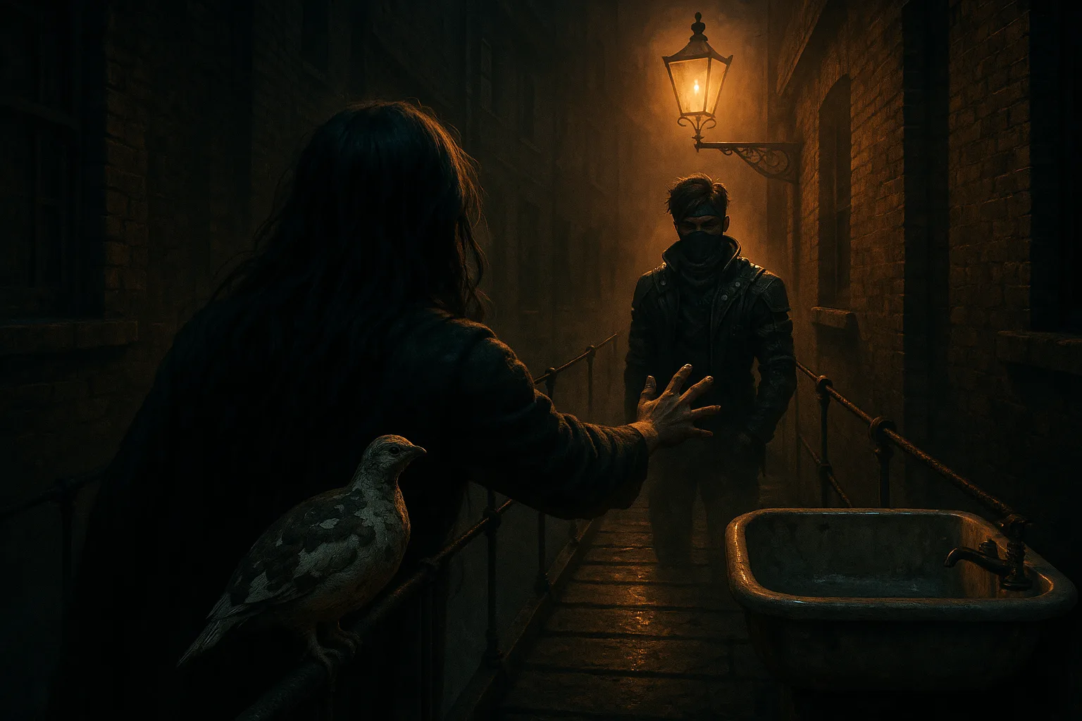Long-haired Figure Reaches