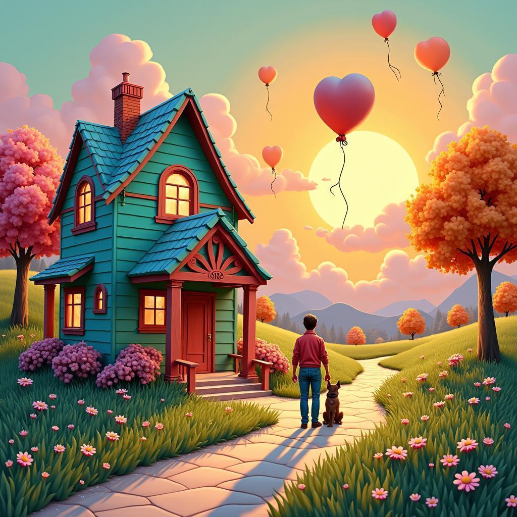 Candy Colored House in a Surreal Cutout Dream
