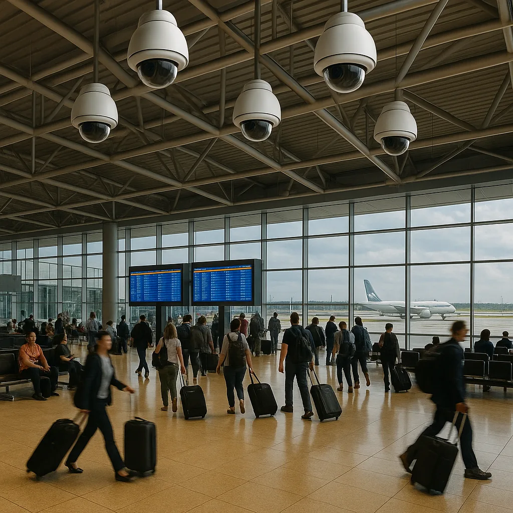 Airport Terminal Bustling with the Sound of Travelers' Footsteps