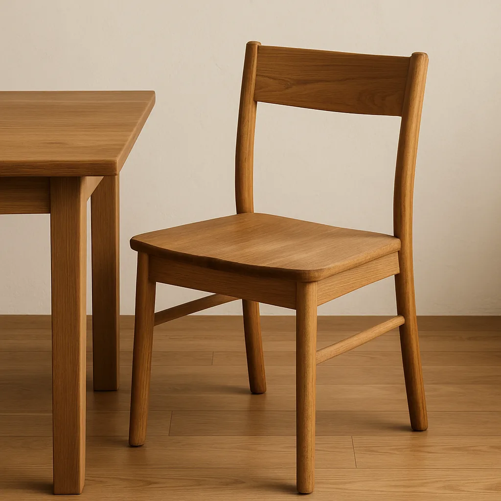 Photograph Showing a Wooden Chair Placed Beside a Dining Table